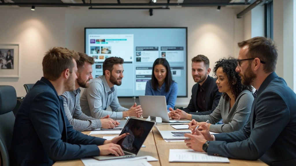 Design-Team bei der Arbeit an Kundenportfolios